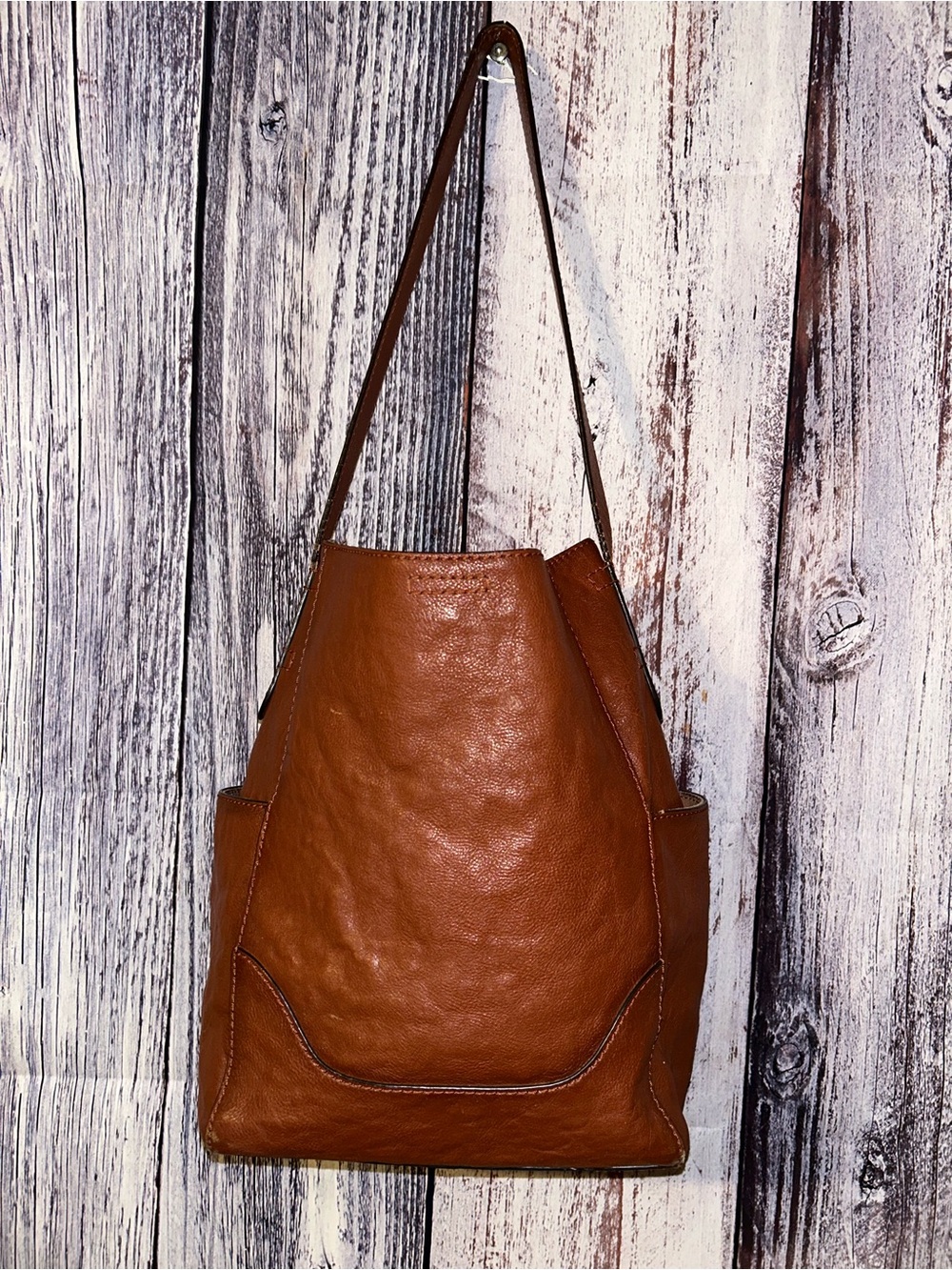 Frye Cognac Brown Leather Hobo Shoulder Bag Slouchy Leather Purse